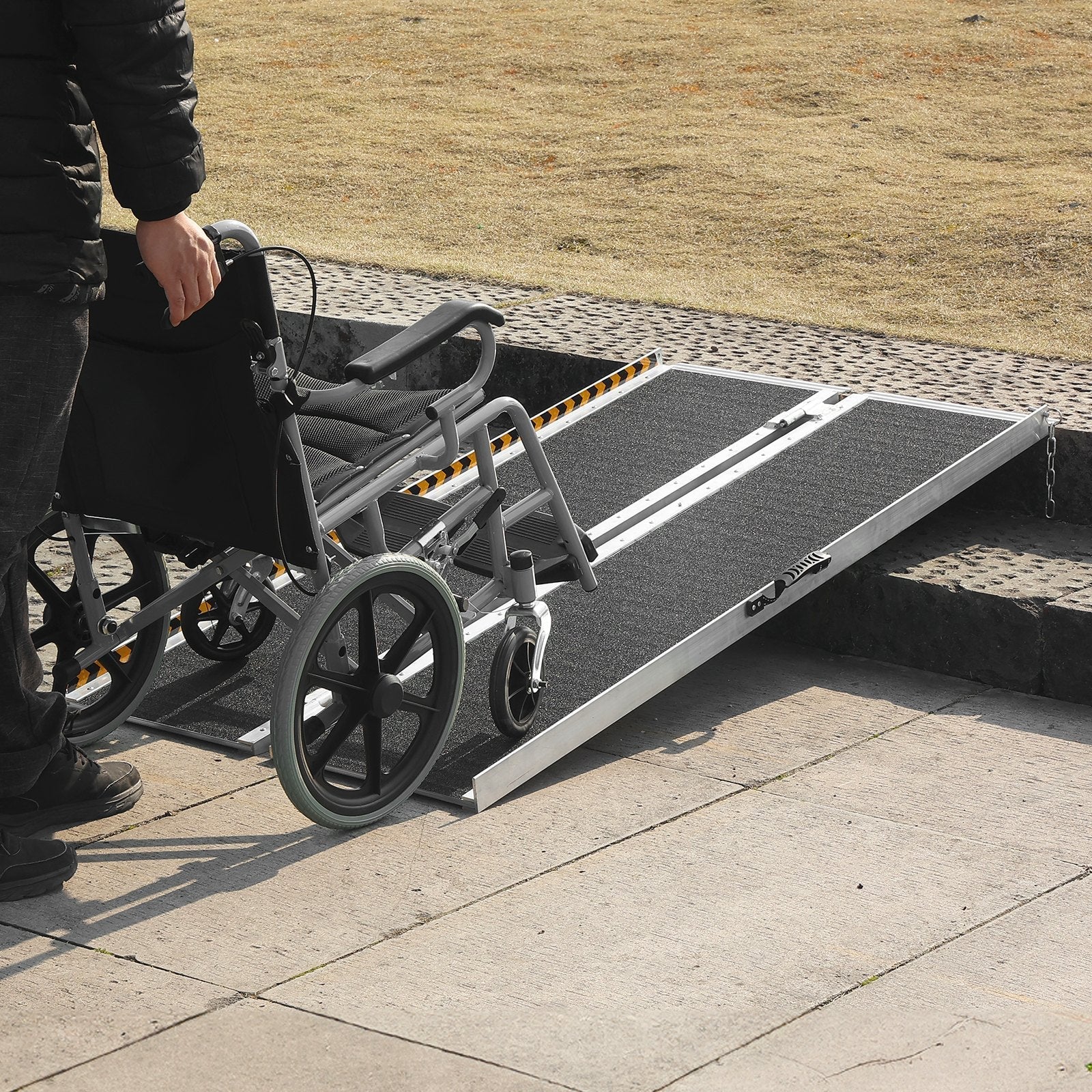 VEVOR Portable Wheelchair Ramp, 6 ft 800 lbs Capacity, Non-Slip Aluminum Folding Threshold Ramp, Foldable Mobility Scooter Ramp Wheel Chair Ramp, Handicap Ramp for Home Steps, Stairs, Doorways, Curbs