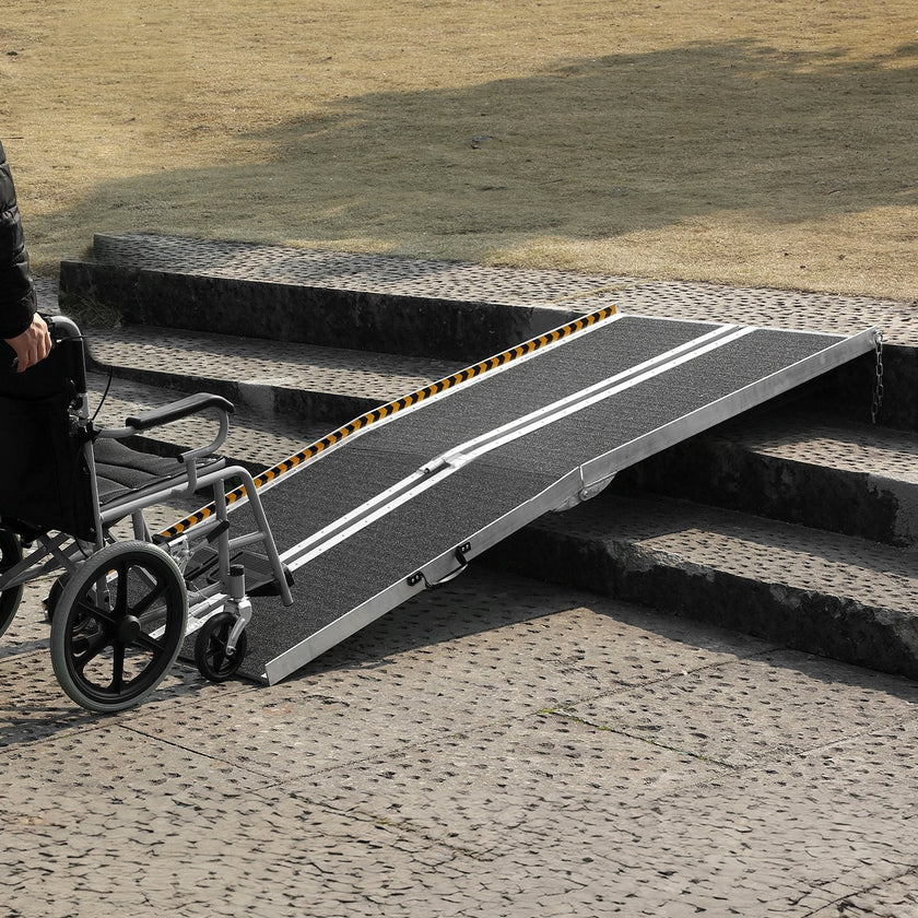 VEVOR Portable Wheelchair Ramp, 7 ft 800 lbs Capacity, Non-Slip Aluminum Folding Threshold Ramp, Foldable Mobility Scooter Ramp Wheel Chair Ramp, Handicap Ramp for Home Steps, Stairs, Doorways, Curbs
