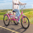 VEVOR Folding Adult Tricycle, 26-Inch Adult Folding Trikes, Carbon Steel 3 Wheel Cruiser Bike with Large Basket & Adjustable Seat, Shopping Picnic Foldable Tricycles for Women, Men, Seniors (Pink)