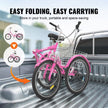 VEVOR Folding Adult Tricycle, 26-Inch 7-Speed Adult Folding Trikes, Carbon Steel 3 Wheel Cruiser Bike with Basket & Adjustable Seat, Shopping Picnic Foldable Tricycles for Women, Men, Seniors (Pink)
