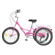 VEVOR Folding Adult Tricycle, 26-Inch 7-Speed Adult Folding Trikes, Carbon Steel 3 Wheel Cruiser Bike with Basket & Adjustable Seat, Shopping Picnic Foldable Tricycles for Women, Men, Seniors (Pink)