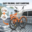 VEVOR Folding Adult Tricycle, 24-Inch 7-Speed Adult Folding Trikes, Carbon Steel 3 Wheel Cruiser Bike with Basket & Adjustable Seat, Shopping Picnic Foldable Tricycles for Women, Men, Seniors (Orange)
