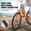 VEVOR Folding Adult Tricycle, 24-Inch 7-Speed Adult Folding Trikes, Carbon Steel 3 Wheel Cruiser Bike with Basket & Adjustable Seat, Shopping Picnic Foldable Tricycles for Women, Men, Seniors (Orange)