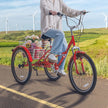 VEVOR Folding Adult Tricycle, 24-Inch Adult Folding Trikes, Carbon Steel 3 Wheel Cruiser Bike with Large Basket & Adjustable Seat, Shopping Picnic Foldable Tricycles for Women, Men, Seniors (Red)