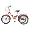 VEVOR Folding Adult Tricycle, 24-Inch Adult Folding Trikes, Carbon Steel 3 Wheel Cruiser Bike with Large Basket & Adjustable Seat, Shopping Picnic Foldable Tricycles for Women, Men, Seniors (Red)