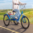VEVOR Folding Adult Tricycle, 26-Inch Adult Folding Trikes, Carbon Steel 3 Wheel Cruiser Bike with Large Basket & Adjustable Seat, Shopping Picnic Foldable Tricycles for Women, Men, Seniors (Blue)