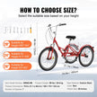 VEVOR Folding Adult Tricycle, 26-Inch 7-Speed Adult Folding Trikes, Carbon Steel 3 Wheel Cruiser Bike with Basket & Adjustable Seat, Shopping Picnic Foldable Tricycles for Women, Men, Seniors (Red)