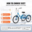 VEVOR Folding Adult Tricycle, 24-Inch 7-Speed Adult Folding Trikes, Carbon Steel 3 Wheel Cruiser Bike with Basket & Adjustable Seat, Shopping Picnic Foldable Tricycles for Women, Men, Seniors (Blue)