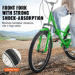 VEVOR Folding Adult Tricycle, 24-Inch 7-Speed Adult Folding Trikes, Carbon Steel 3 Wheel Cruiser Bike with Basket & Adjustable Seat, Shopping Picnic Foldable Tricycles for Women, Men, Seniors (Green)