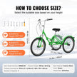 VEVOR Folding Adult Tricycle, 26-Inch 7-Speed Adult Folding Trikes, Carbon Steel 3 Wheel Cruiser Bike with Basket & Adjustable Seat, Shopping Picnic Foldable Tricycles for Women, Men, Seniors (Green)