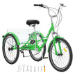 VEVOR Folding Adult Tricycle, 26-Inch 7-Speed Adult Folding Trikes, Carbon Steel 3 Wheel Cruiser Bike with Basket & Adjustable Seat, Shopping Picnic Foldable Tricycles for Women, Men, Seniors (Green)