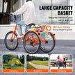 VEVOR Folding Adult Tricycle, 20-Inch Adult Folding Trikes, Lightweight Aluminum Alloy 3 Wheel Cruiser Bike with Large Rear Basket, Shopping Picnic Foldable Tricycles for Adults, Women, Men, Seniors
