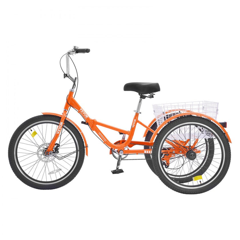 VEVOR Folding Adult Tricycle, 20-Inch Adult Folding Trikes, Lightweight Aluminum Alloy 3 Wheel Cruiser Bike with Large Rear Basket, Shopping Picnic Foldable Tricycles for Adults, Women, Men, Seniors