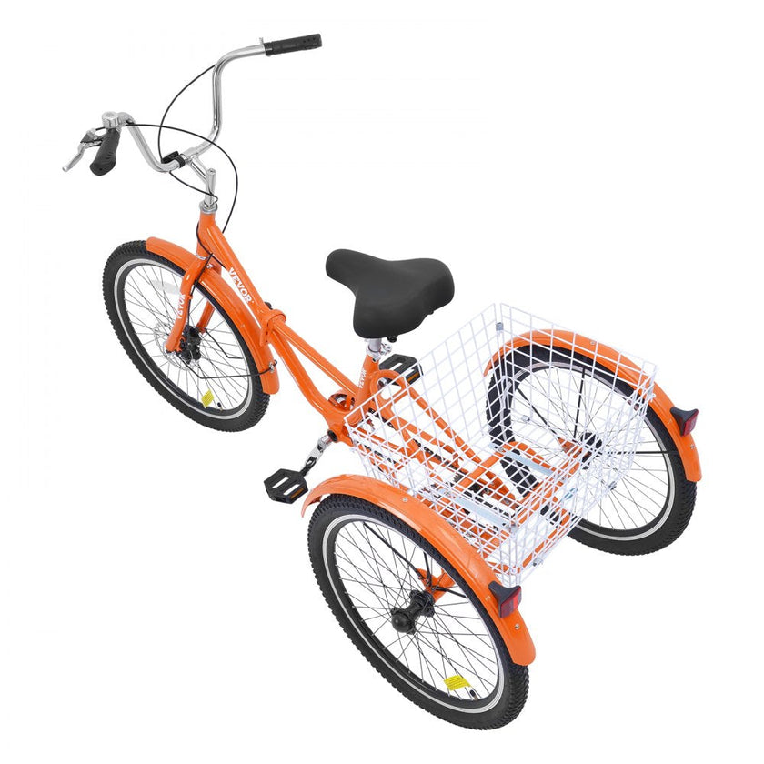 VEVOR Folding Adult Tricycle, 20-Inch Adult Folding Trikes, Lightweight Aluminum Alloy 3 Wheel Cruiser Bike with Large Rear Basket, Shopping Picnic Foldable Tricycles for Adults, Women, Men, Seniors