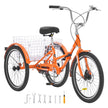 VEVOR Folding Adult Tricycle, 24-Inch Adult Folding Trikes, Lightweight Aluminum Alloy 3 Wheel Cruiser Bike with Large Rear Basket, Shopping Picnic Foldable Tricycles for Adults, Women, Men, Seniors