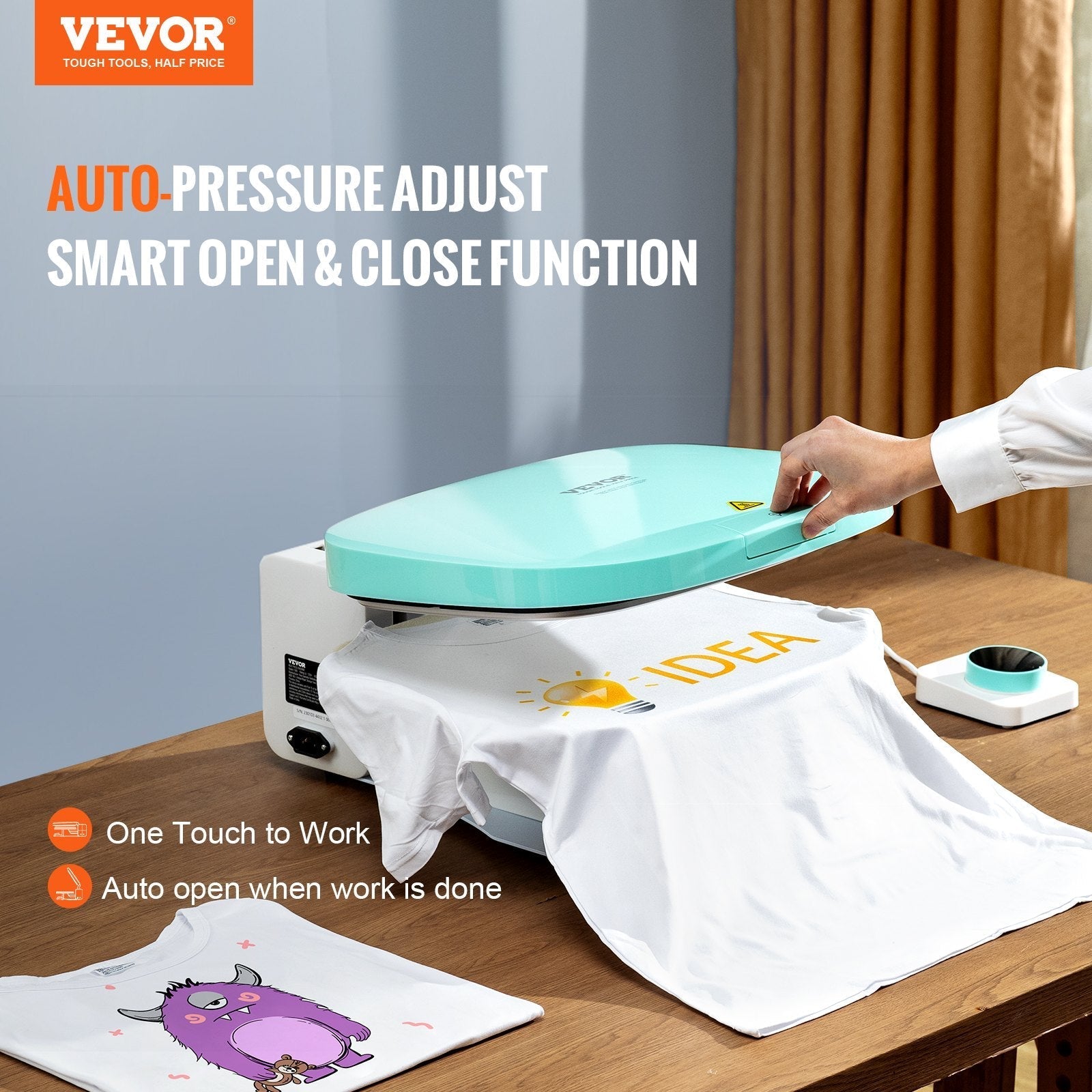 VEVOR Auto Heat Press, Smart Heat Press Machine for T-Shirts, Knob Design Easy Press, Large Mica Heat Plate, Heat Up Fast, Professional Heat Press for Sublimation, Vinyl, Heat Transfer Projects 15x12