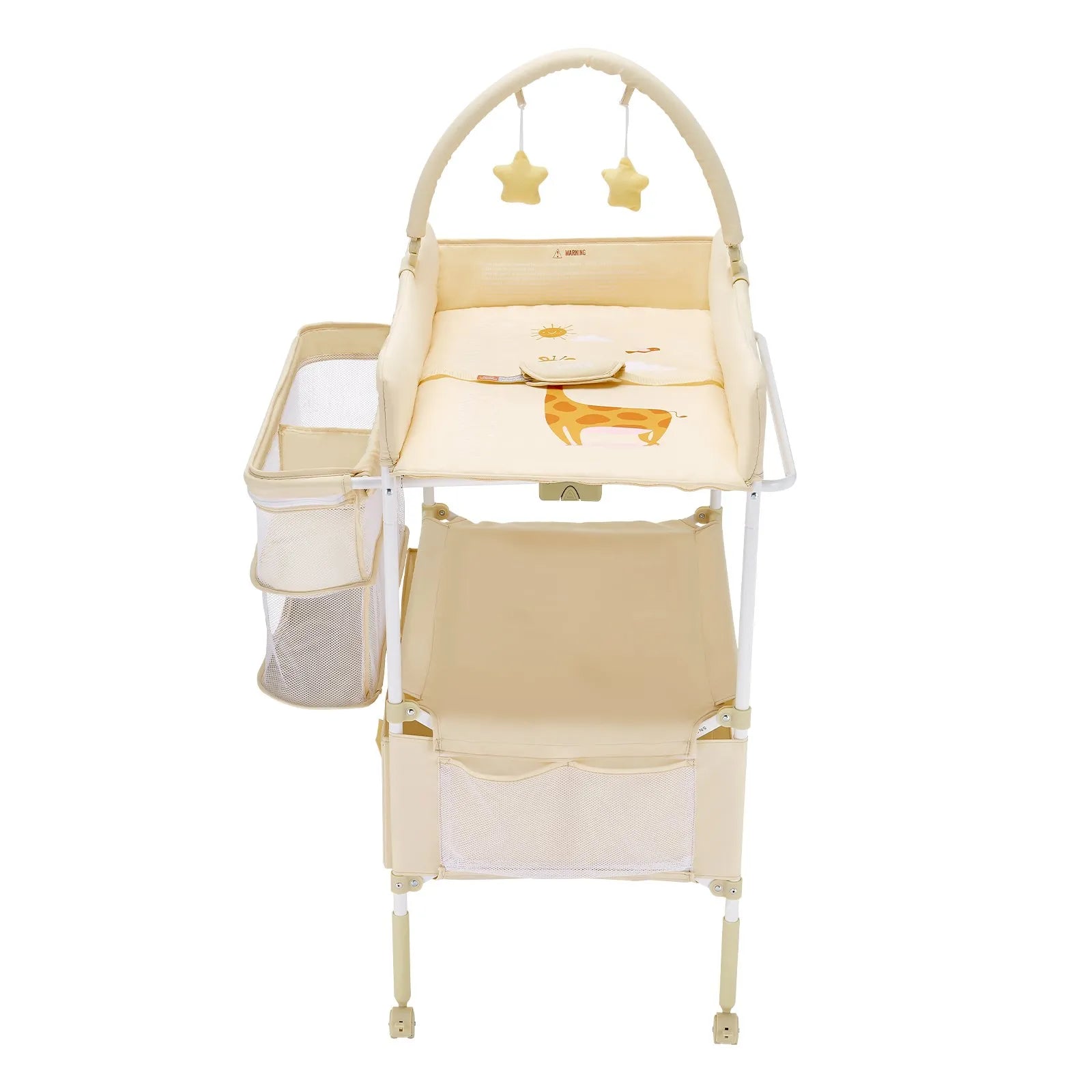 VEVOR Foldable Baby Changing Diaper Station with Side Basket & Hanging Rod Beige