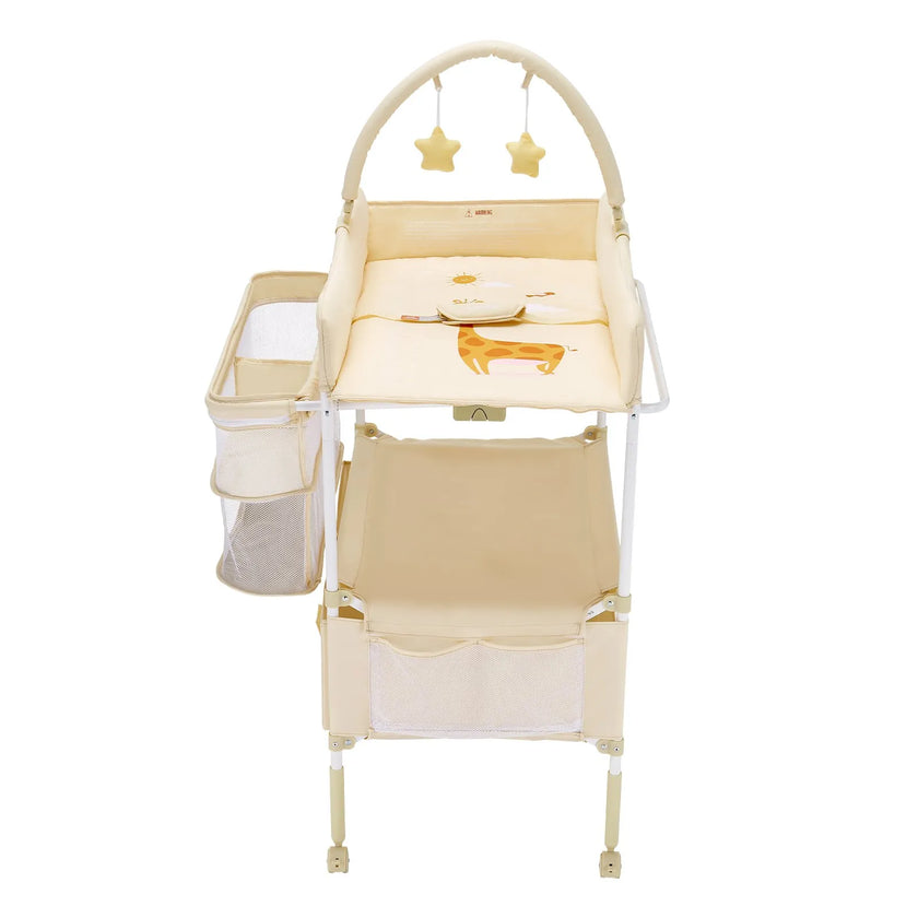 VEVOR Foldable Baby Changing Diaper Station with Side Basket & Hanging Rod Beige