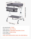 VEVOR Foldable Baby Changing Diaper Station with Side Basket & Wheels Dark Gray