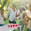 8 Foot Portable Beer Pong Table – Folding Tailgate Table with Cup Holes, Dry Erase Markers & Carrying Handles – White