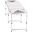 8 Foot Portable Beer Pong Table – Folding Tailgate Table with Cup Holes, Dry Erase Markers & Carrying Handles – White