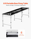 8 Foot Portable Beer Pong Table – Foldable Tailgate Table with Carrying Handles, 6 Pong Balls & Adjustable Height – Black