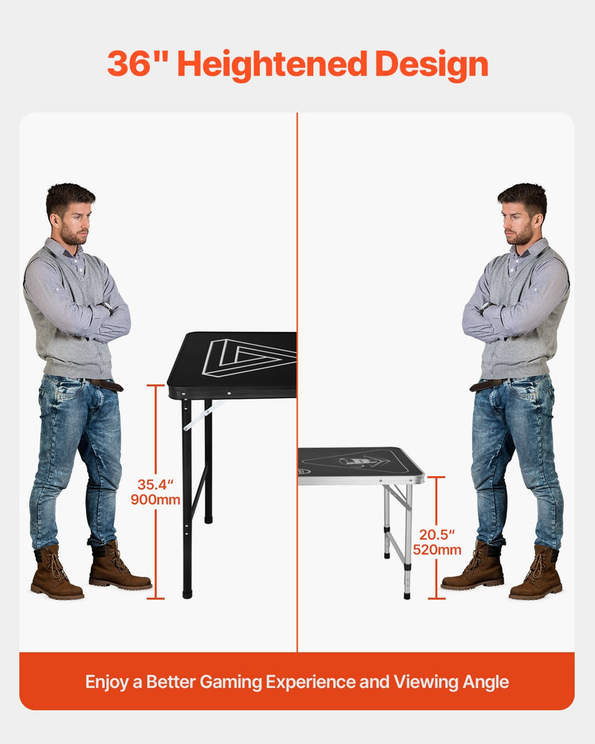 VEVOR 8' Portable Beer Pong Tailgate Table Party Drinking Game Carrying Handle