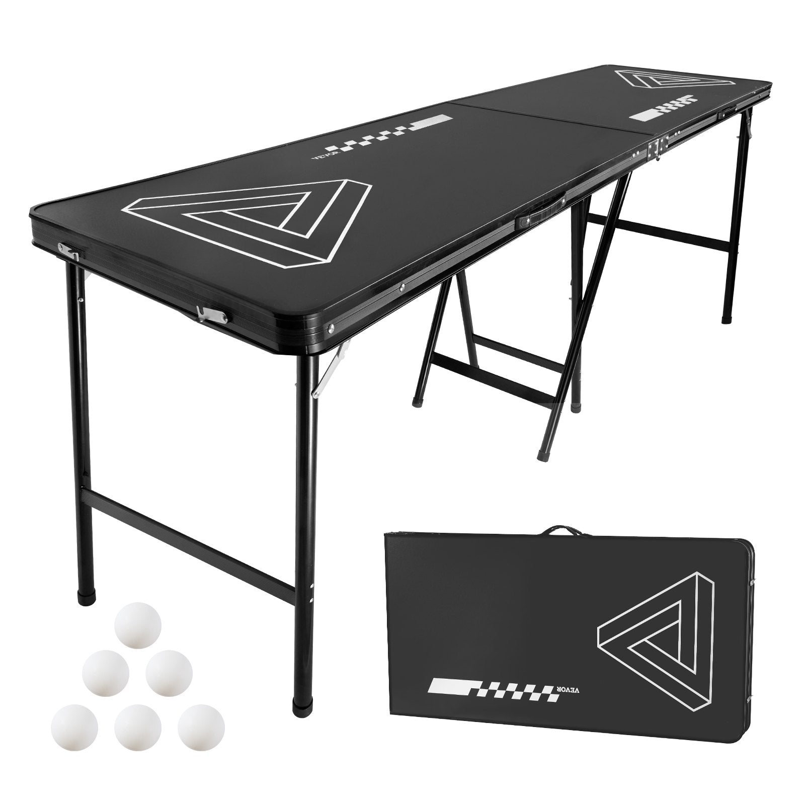 VEVOR 8' Portable Beer Pong Tailgate Table Party Drinking Game Carrying Handle