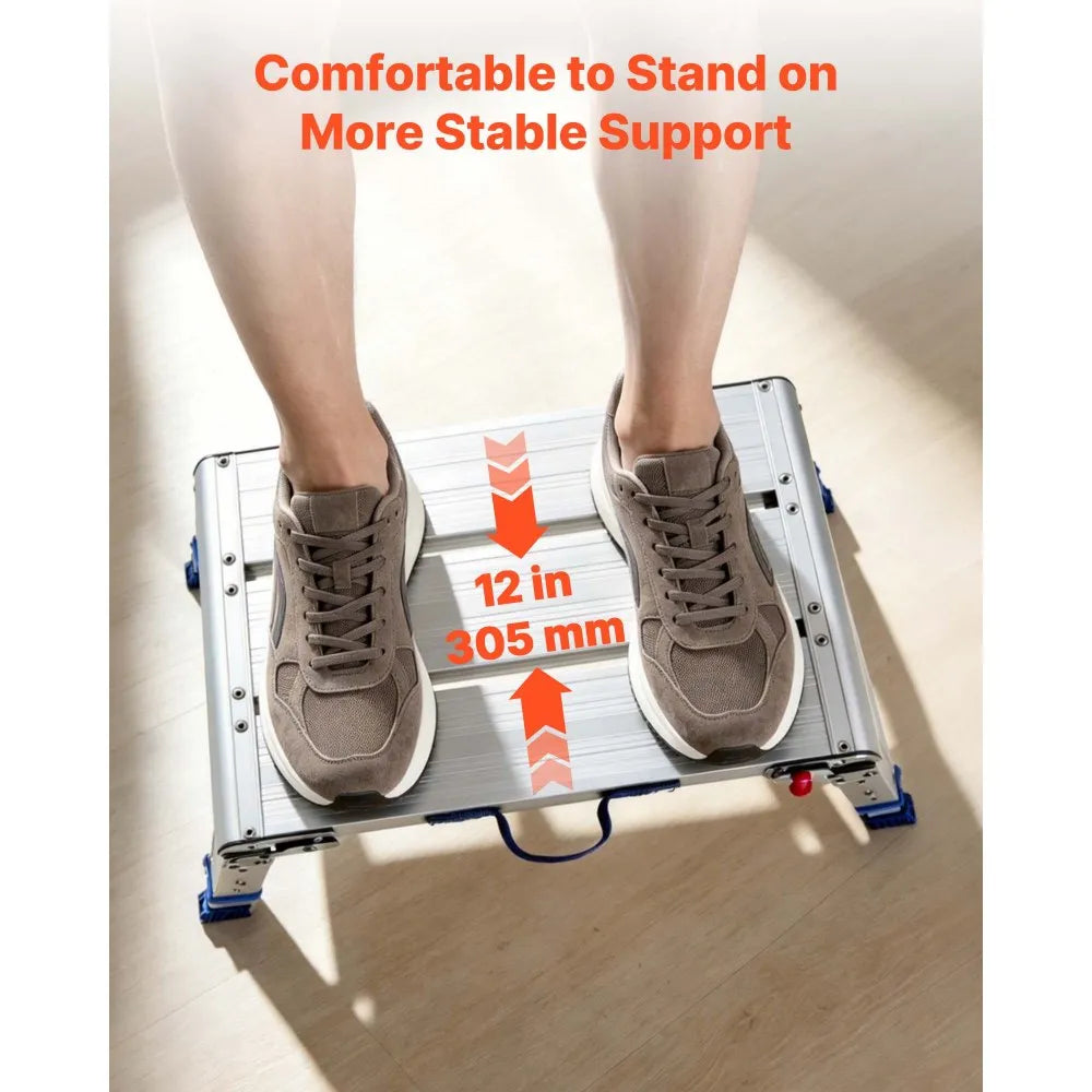 Folding Work Platform – Adjustable Height Aluminum Step Stool & Portable Work Bench, 500 lb Capacity