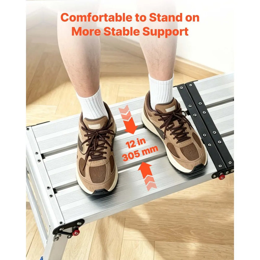 Folding Work Platform – Adjustable Height Aluminum Step Stool & Portable Work Bench, 500 lb Capacity