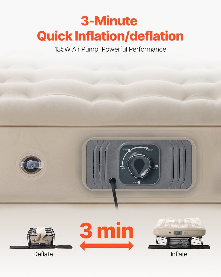 VEVOR Air Mattress with Frame & Pump 2 Person Inflatable Camping Cot 600lbs