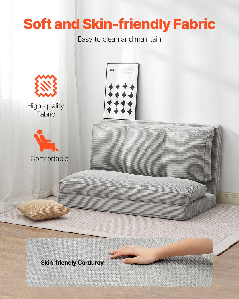 VEVOR Folding Sofa Bed Foldable Couch Bed with Washable Cover Dark Grey (Full)