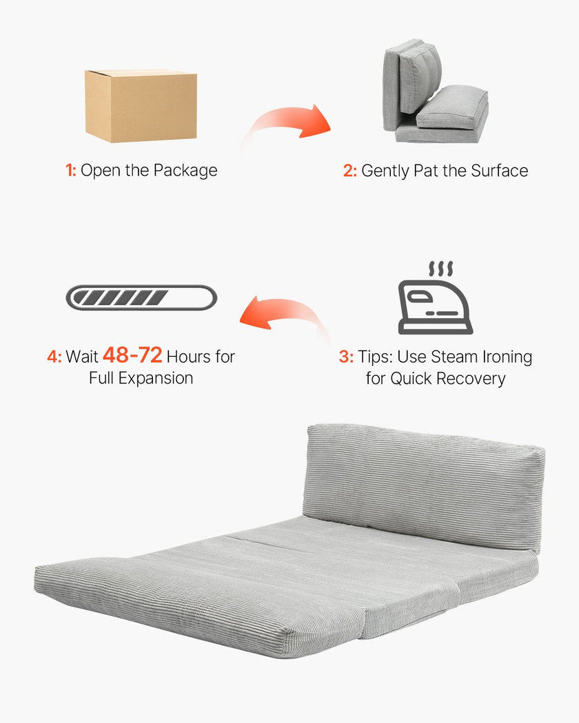 VEVOR Folding Sofa Bed Foldable Couch Bed with Washable Cover Dark Grey (Full)