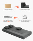 VEVOR Folding Sofa Bed 3-in-1 Foldable Couch Bed with 3 Pillows Dark Grey Twin