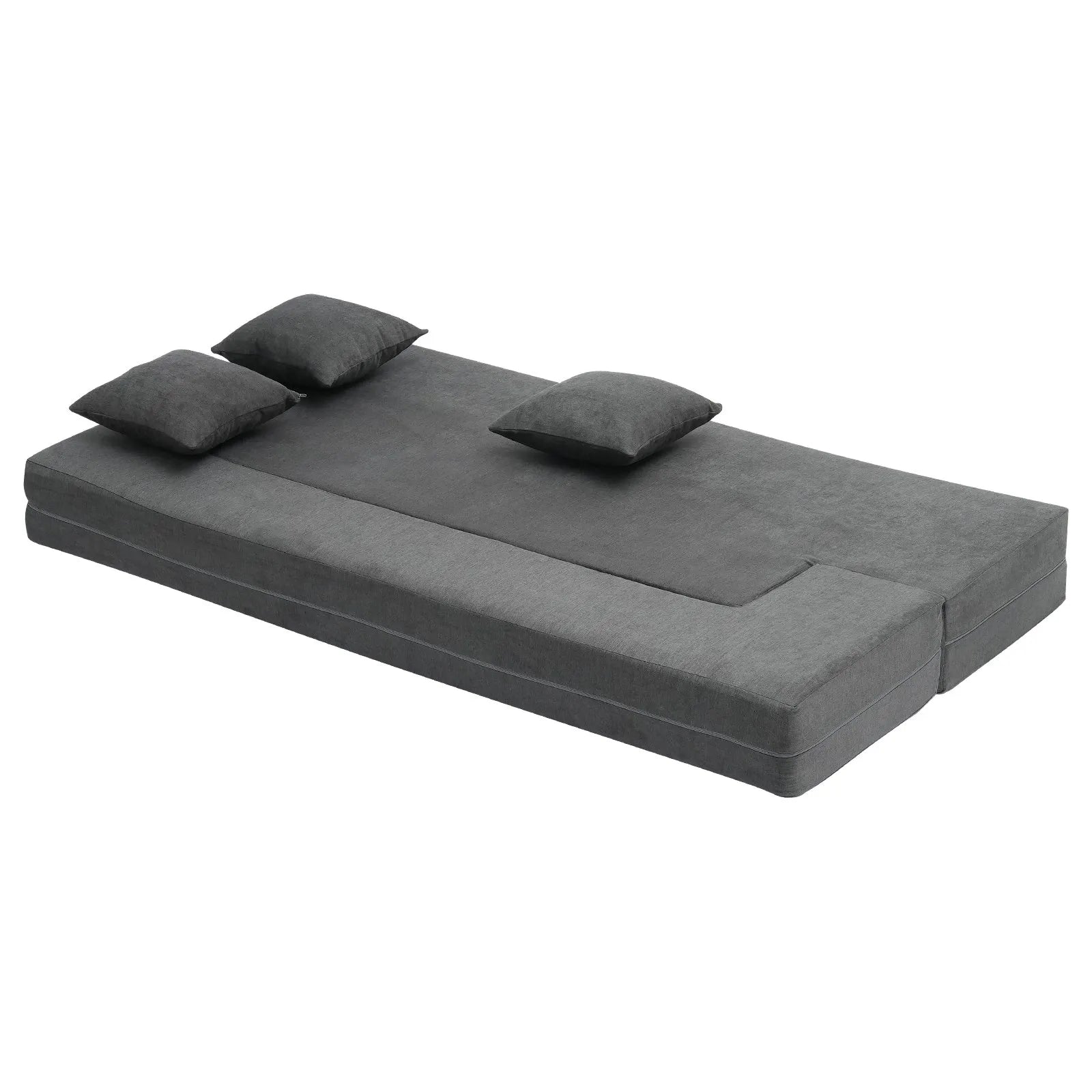 VEVOR Folding Sofa Bed 3-in-1 Foldable Couch Bed with 3 Pillows Dark Grey Twin