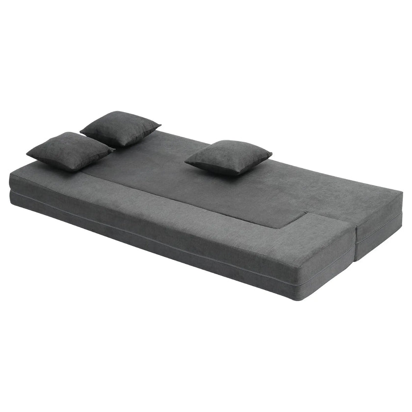 VEVOR Folding Sofa Bed 3-in-1 Foldable Couch Bed with 3 Pillows Dark Grey Twin