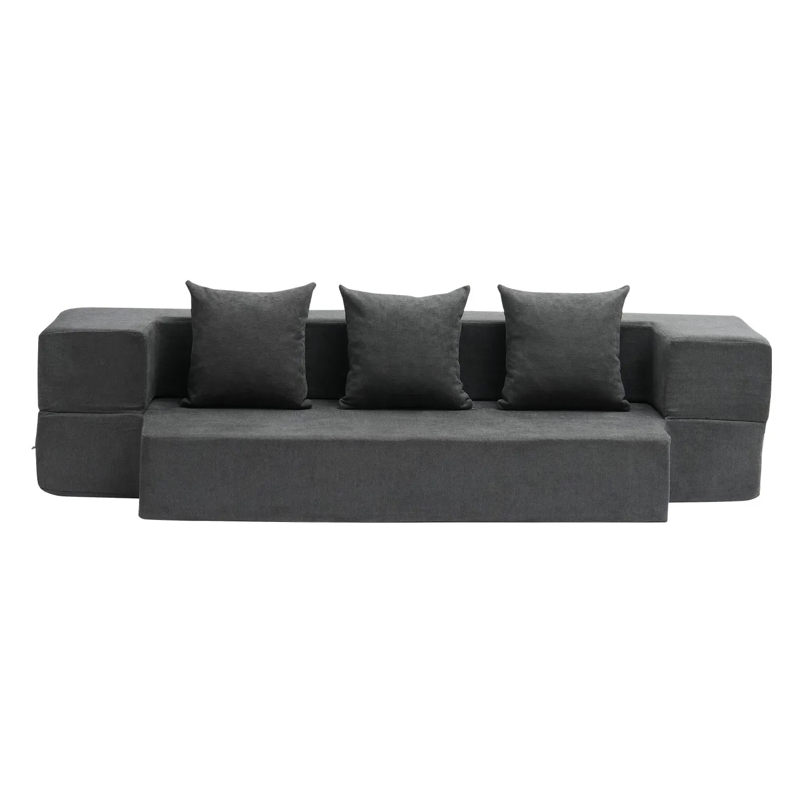 VEVOR Folding Sofa Bed 3-in-1 Foldable Couch Bed with 3 Pillows Dark Grey Twin