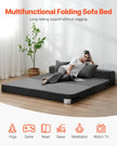 VEVOR Folding Sofa Bed 3-in-1 Foldable Couch Bed with 2 Pillows Dark Grey Queen