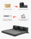 VEVOR Folding Sofa Bed 3-in-1 Foldable Couch Bed with 2 Pillows Dark Grey Queen
