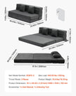 VEVOR Folding Sofa Bed 3-in-1 Foldable Couch Bed with 2 Pillows Dark Grey Queen