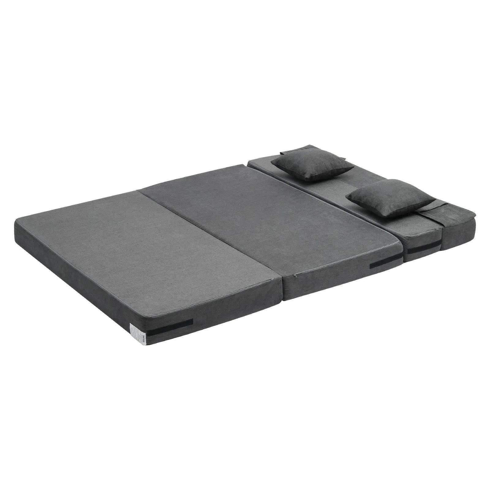 VEVOR Folding Sofa Bed 3-in-1 Foldable Couch Bed with 2 Pillows Dark Grey Queen