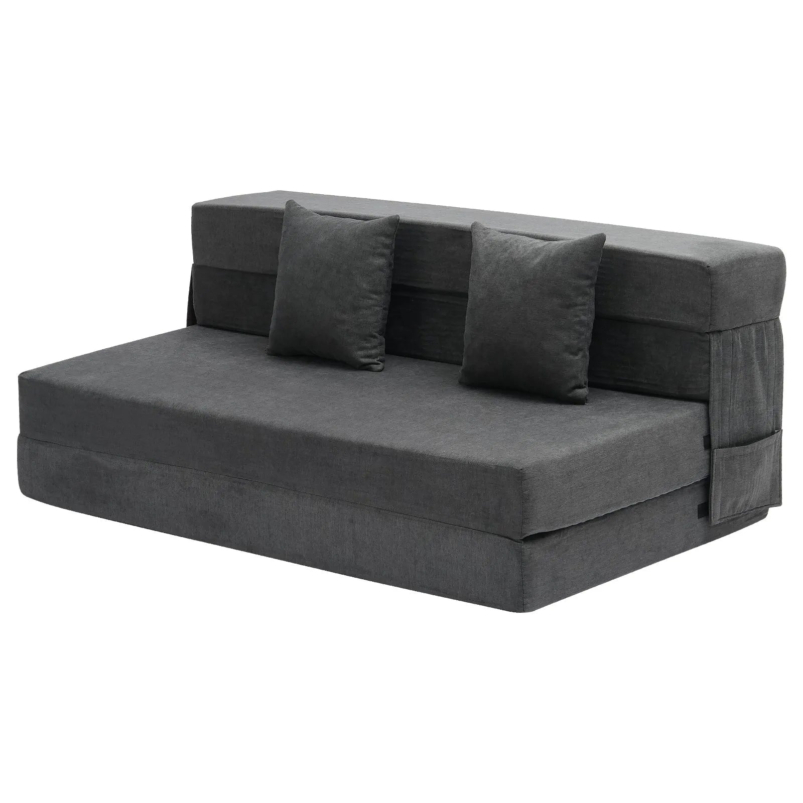 VEVOR Folding Sofa Bed 3-in-1 Foldable Couch Bed with 2 Pillows Dark Grey Queen