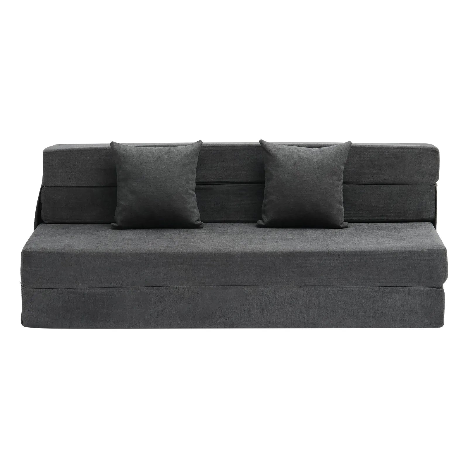 VEVOR Folding Sofa Bed 3-in-1 Foldable Couch Bed with 2 Pillows Dark Grey Queen