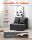 VEVOR Folding Sofa Bed 3-in-1 Foldable Couch Bed with 2 Pillows Dark Grey Single