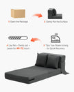 VEVOR Folding Sofa Bed 3-in-1 Foldable Couch Bed with 2 Pillows Dark Grey Single