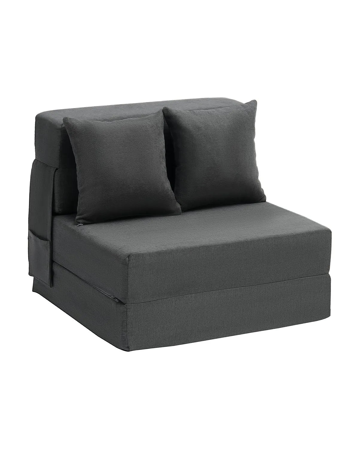 VEVOR Folding Sofa Bed 3-in-1 Foldable Couch Bed with 2 Pillows Dark Grey Single