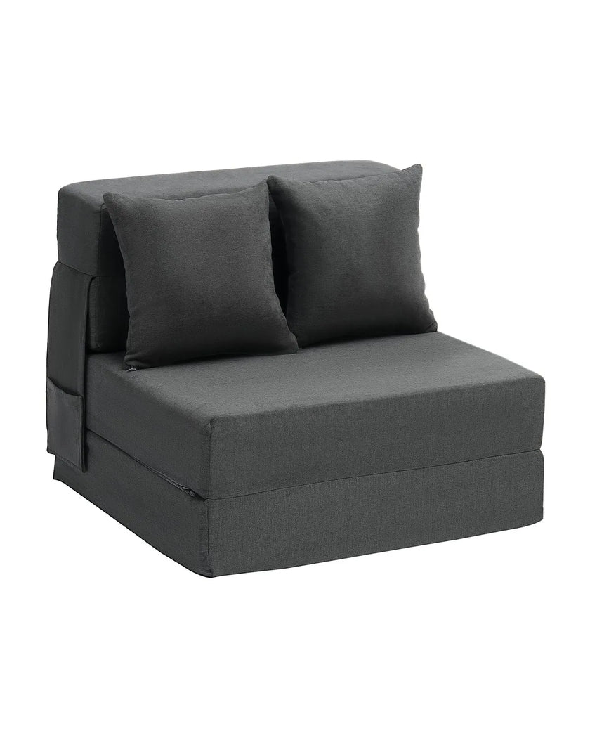 VEVOR Folding Sofa Bed 3-in-1 Foldable Couch Bed with 2 Pillows Dark Grey Single