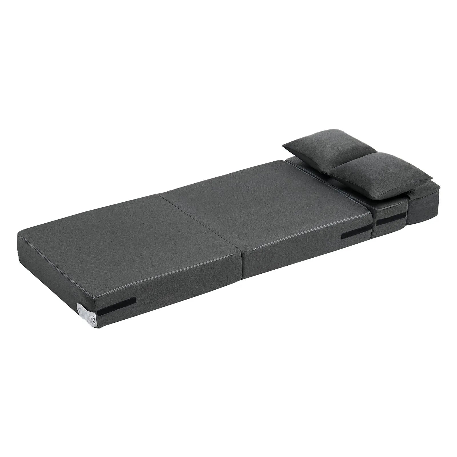 VEVOR Folding Sofa Bed 3-in-1 Foldable Couch Bed with 2 Pillows Dark Grey Single
