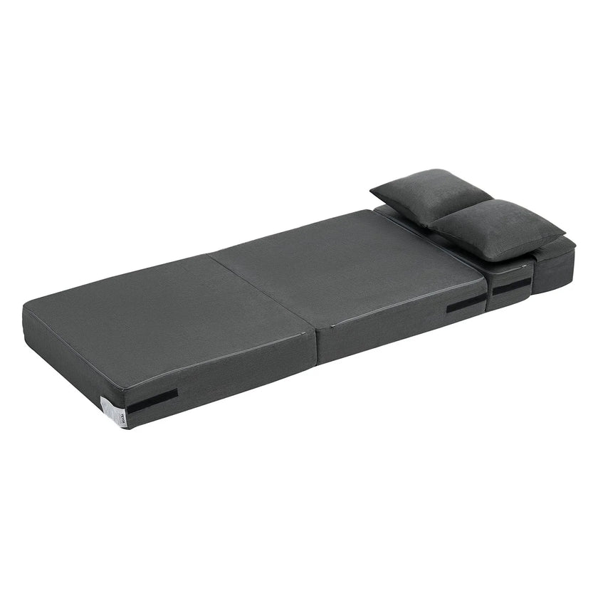 VEVOR Folding Sofa Bed 3-in-1 Foldable Couch Bed with 2 Pillows Dark Grey Single