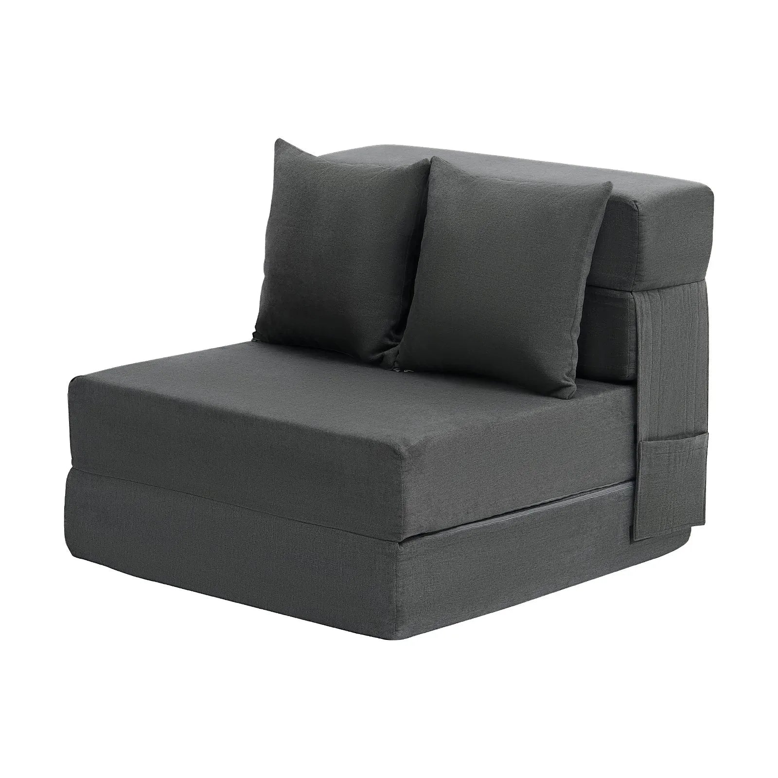 VEVOR Folding Sofa Bed 3-in-1 Foldable Couch Bed with 2 Pillows Dark Grey Single